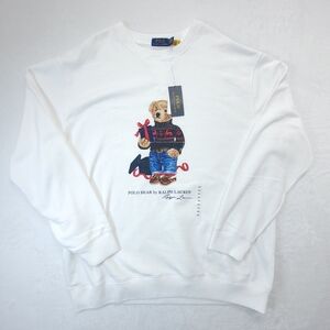 POLO RALPH LAUREN Men's 2XLT White Christmas Gift Polo Bear Fleece Sweater NWT